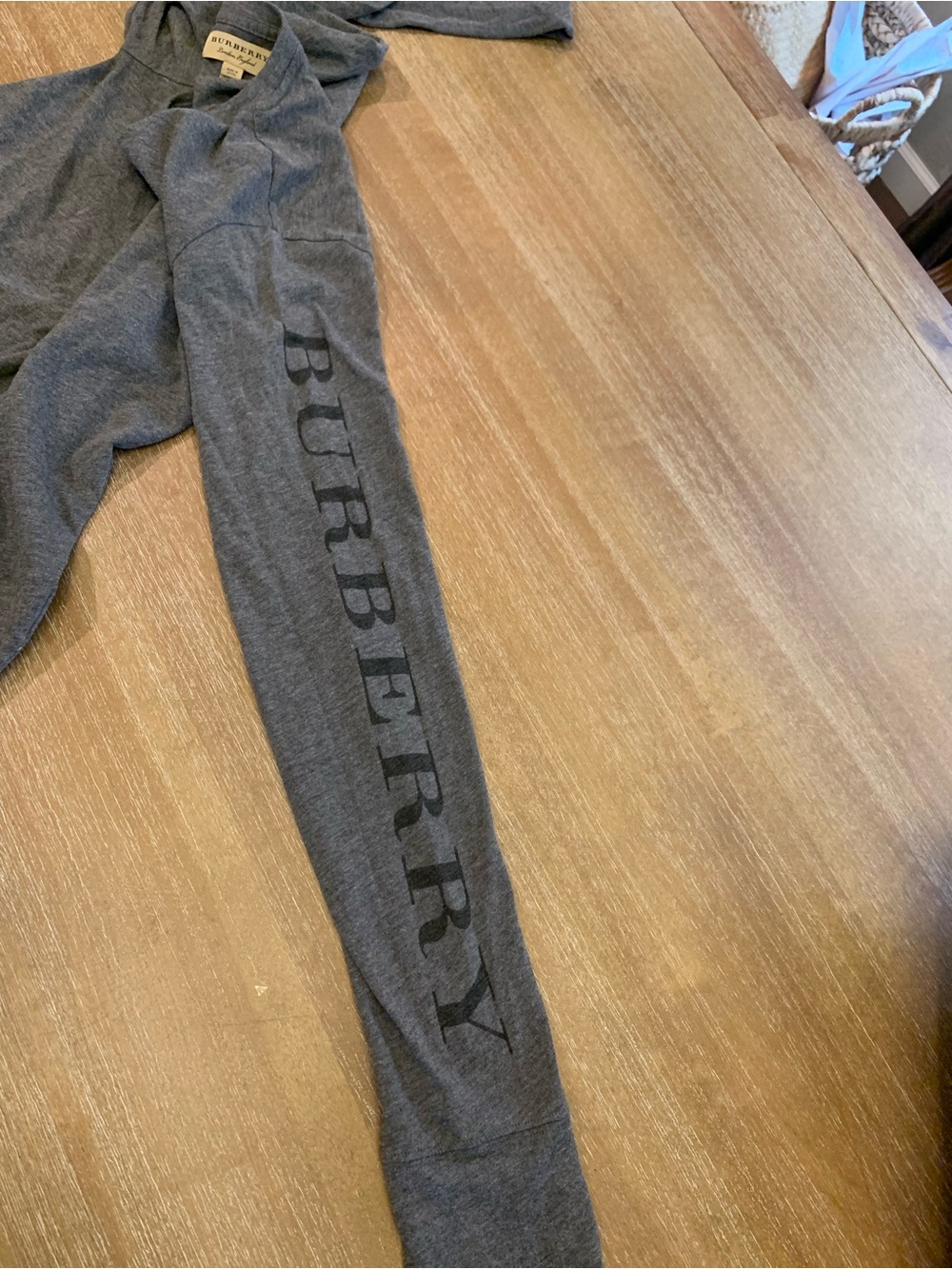 Burberry Gray Long Sleeve Logo Tee - Picture 9 of 9